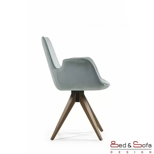 Andy chair with wooden legs and dressed unibody - side
