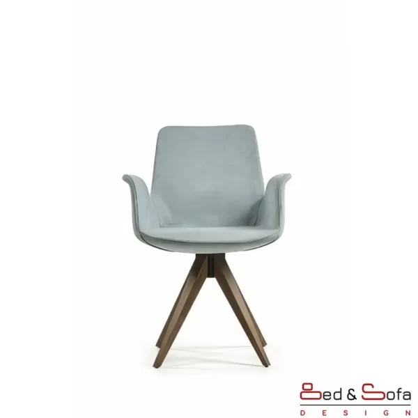 Andy chair with wooden legs and dressed unibody - front