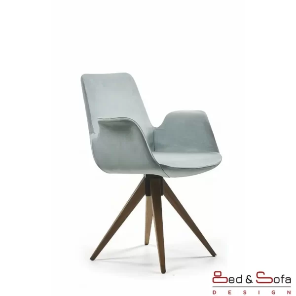 Andy chair with wooden legs and dressed unibody