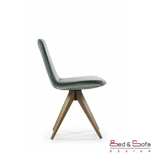 Aura chair with triangle wooden legs and dressed body - side