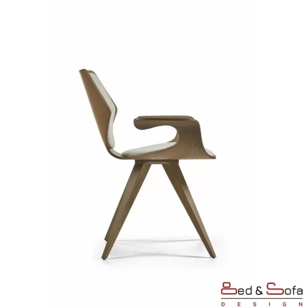 Enigma chair with pyramid wooden legs and artistic body - side
