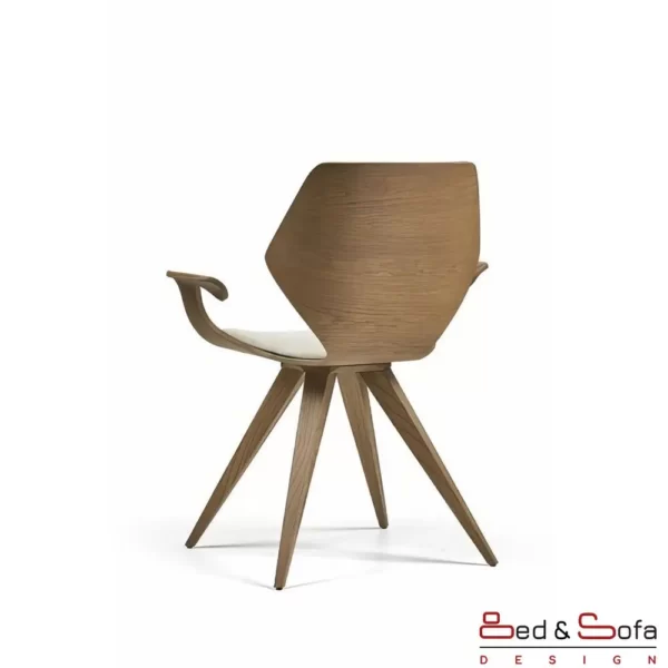 Enigma chair with pyramid wooden legs and artistic body - back