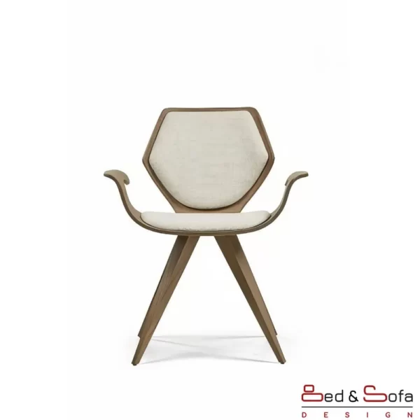 Enigma chair with pyramid wooden legs and artistic body - front