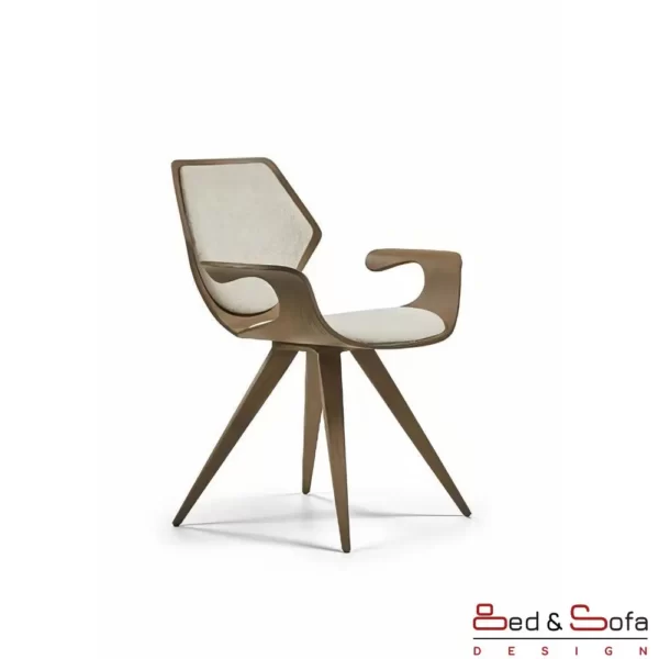 Enigma chair with pyramid wooden legs and artistic body