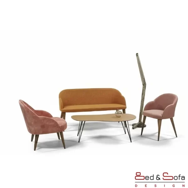 Zenith Benches with wooden legs and dressed unibody - set