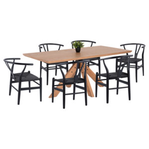 ΣΕΤ ΤΡΑΠΕΖΑΡΙΑ ΕΣΩΤΕΡΙΚΟΥ ΧΩΡΟΥ 7ΤΜΧ PAOLO HM21053 ΤΡΑΠΕΖΙ & 6 ΚΑΡΕΚΛΕΣ ΜΑΥΡΕΣ